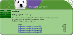 example of the product list catalog layout showing text links only to each product